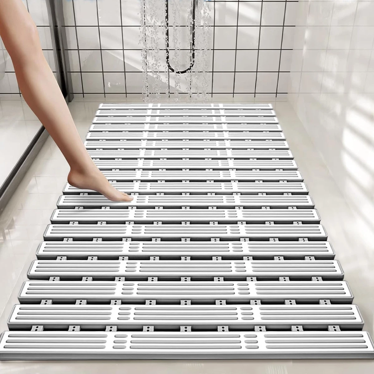 Cleafe - Tappeto Antiscivolo Per Vasca Da Bagno Doccia Bianco 42x90 Cm Rettangolare 87553 86522009