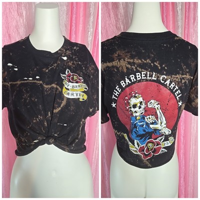 Barbell Cartel Distressed Tye-dye Crop Top T-shirt Size Medium 