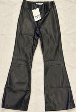Zara Girls pleather Black Faux Leather Flare Pants  Size 10  NWT