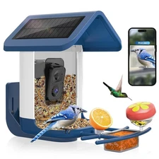 Bird Feeder with Camera Solar Powered : Smart Camera Bird Feeder 2K Live Feed...