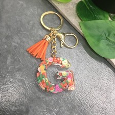 3.5" Handmade Resin Pendant Initial Keychain G Tassel New Free Ship 8861