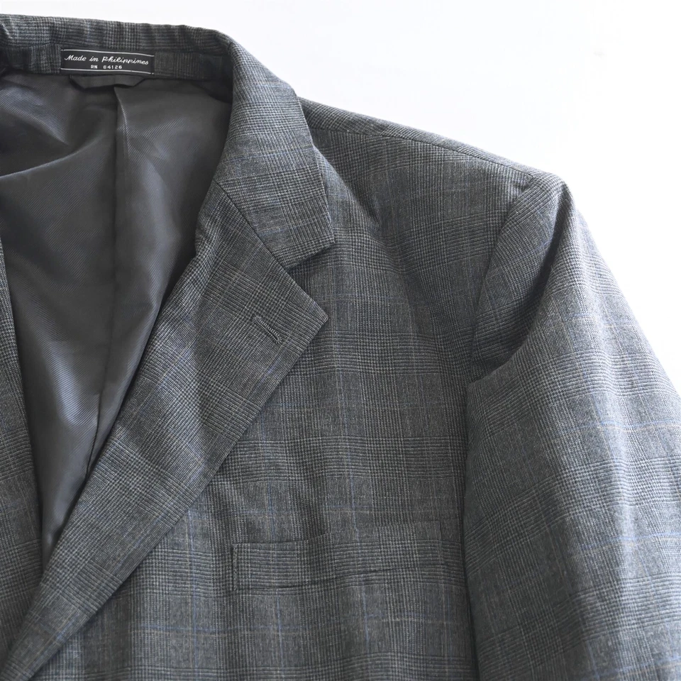 Hardy Amies Savile Row 48L 38x29 Gris Glenn Check Lana Hombres Chaqueta Pantalones Traje Foto 2 de 4