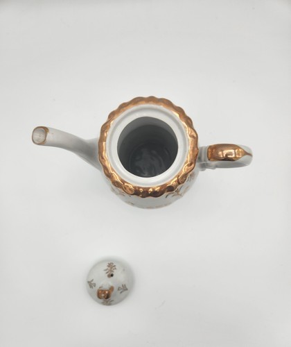 Vintage Porzellan Kaffeekanne handbemalt mit Goldglanz Glasur - Bild 3 von 5