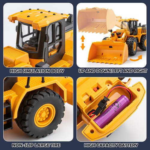 7 Channel RC Bulldozer Toys for Kids, Remote Control Construction Vehicle for Bo - Picture 5 of 7