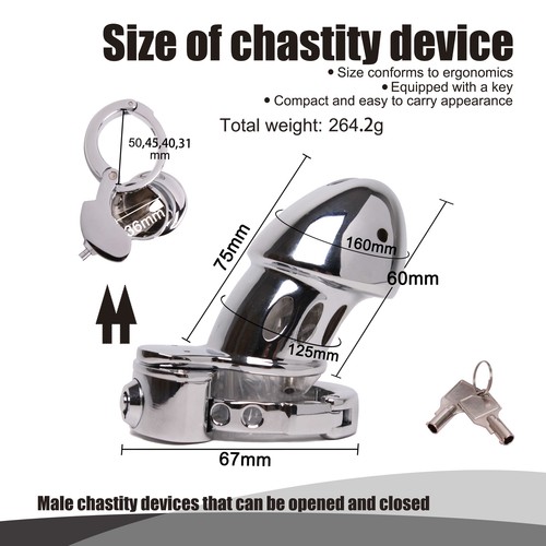 Metall Keuschheitskäfig Peniskäfig Ring Abschließbare Chastity Cage Männer BDSM - Bild 6 von 24