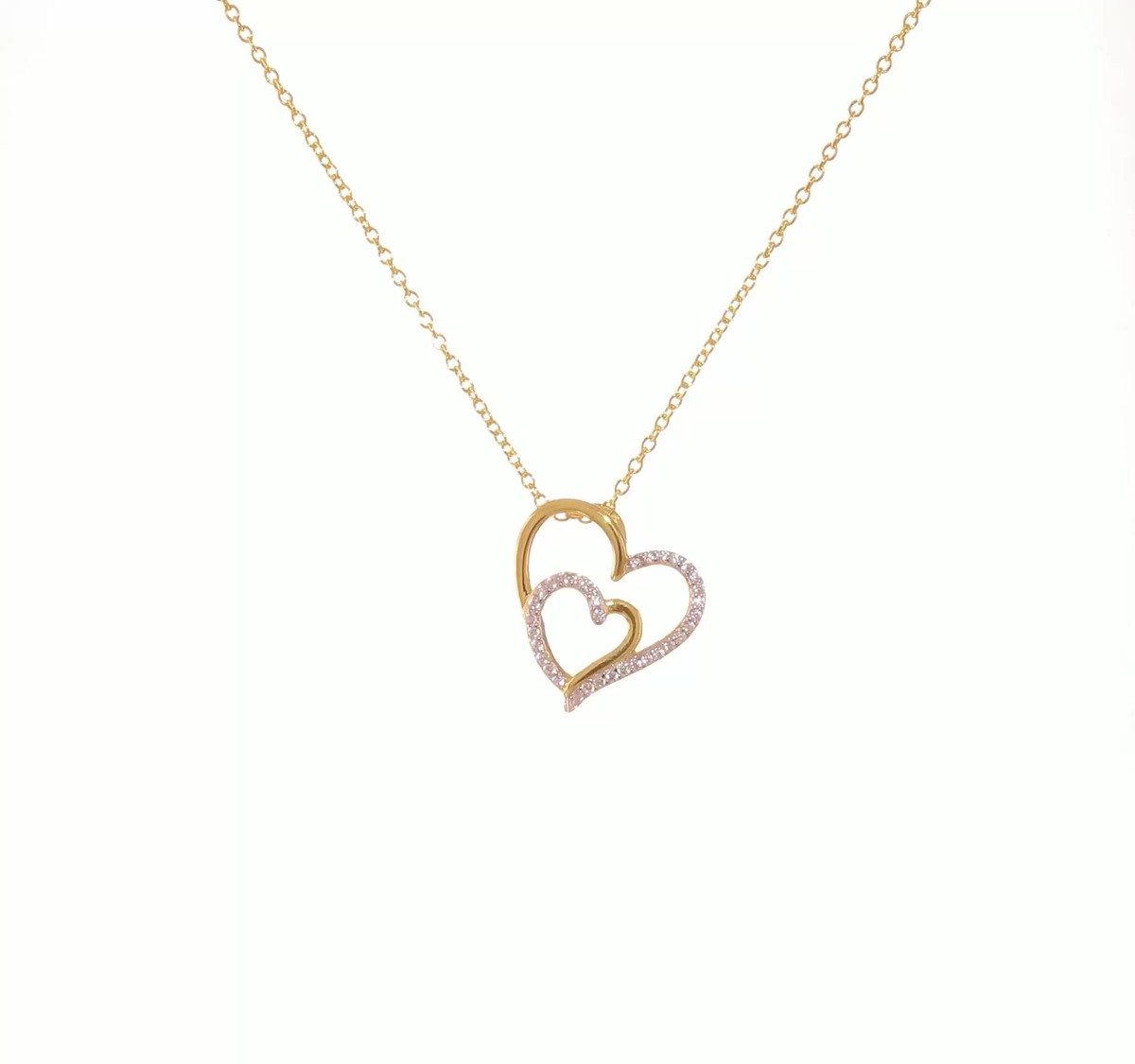 Cheryl M Silver Gold-plated Brilliant-cut CZ Fancy Double Heart 18