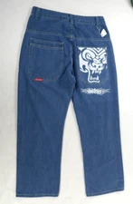 JNCO Denim Jeans Wide Leg  w/ Panther Graphic 2000s Skater Womens  XL