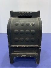 Vintage Cast Iron Cash Register Still Coin Bank Missing Bottom Piece