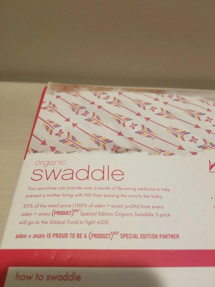 Aden+Anais Swaddle Blanket Lot of 3 (Product) Red NWT Organic Special Ed. - Image 3 of 4