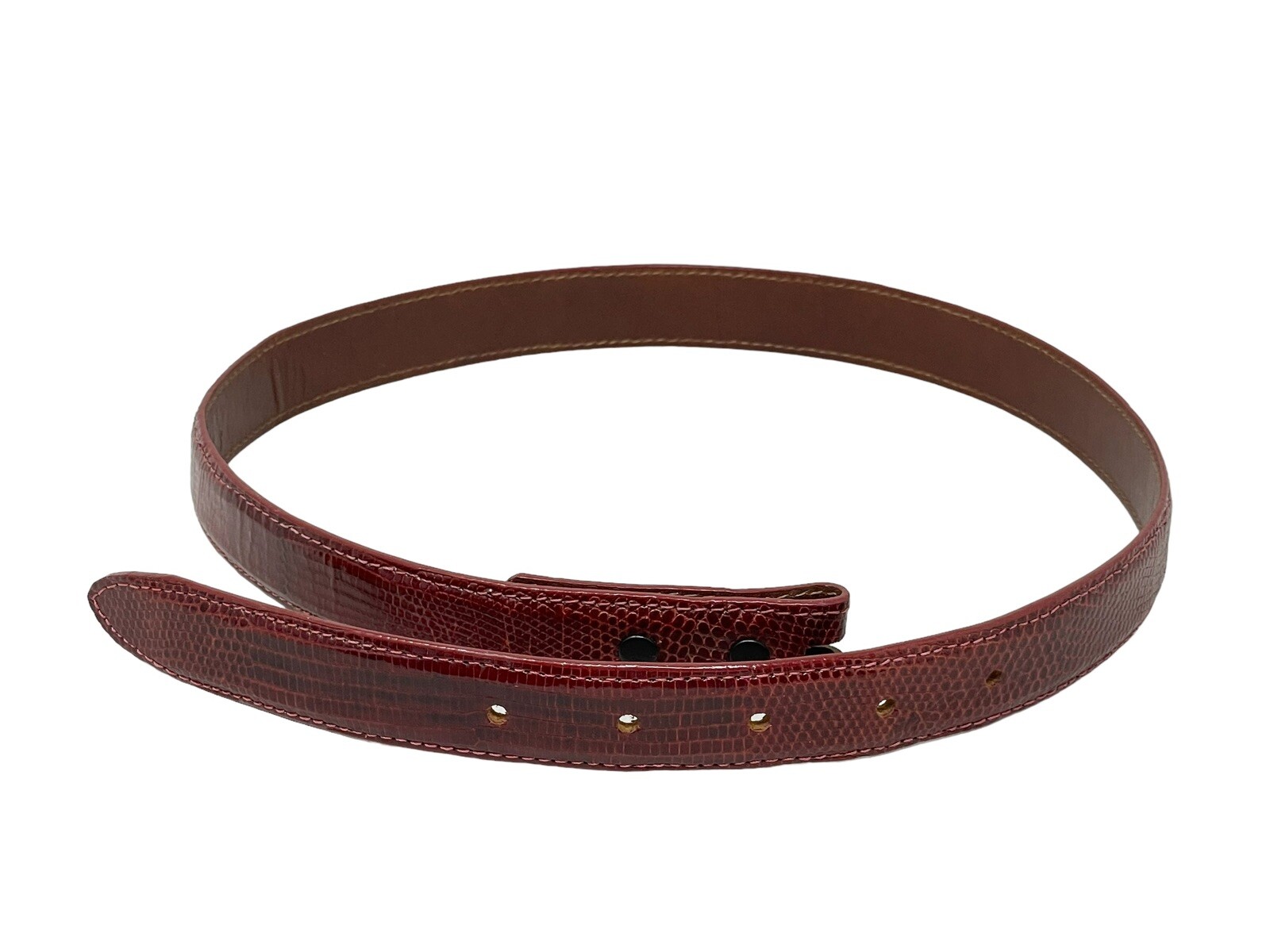 Vintage Pat Areias Genuine Lizard Maroon Red 1” Belt Sz 28