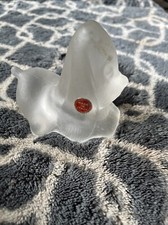 Vintage Italian Frosted Art Glass Bassett Hound Dog Figurine With Label