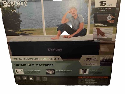 Bestway Tritech Air Mattress Full 15'' with Built-In AC Pump and Antimicrobial