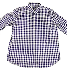 J.Crew Light Weight Purple White Gingham Plaid Check Mens Shirt XL Preppy School