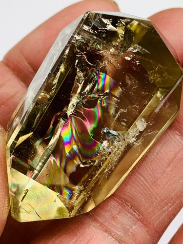 Top 32g gema diamante citrino brasileño arco iris cristal, corte a mano brillo faceta bola - Imagen 19 de 21