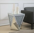 Mirrored Embedded Crystal End Table Living Dining Room Bedroom Office Art Deco