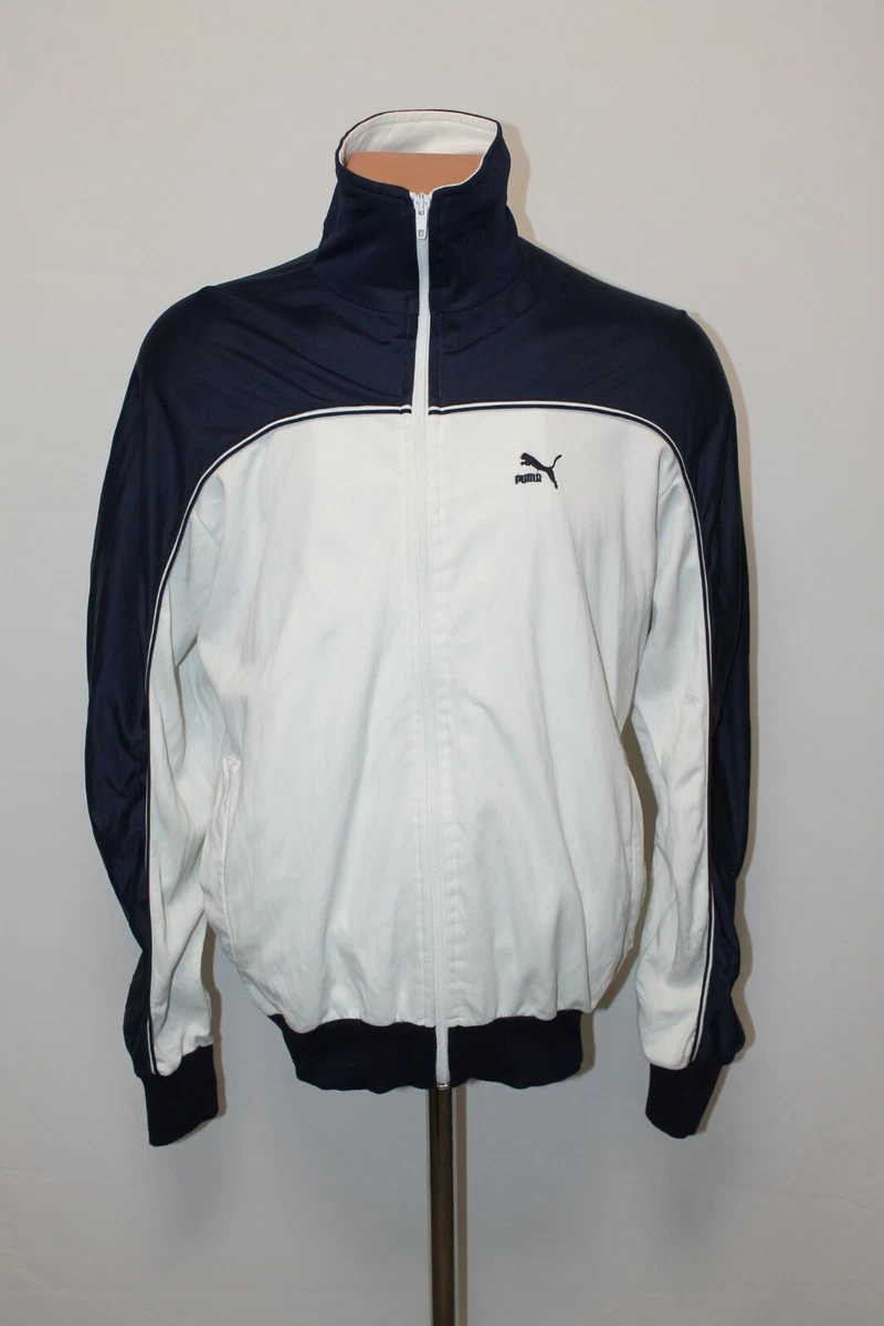 Vintage Puma Sports Jacket White Blue Track Top Rare Italy 70s 80s Size 4 S  Men