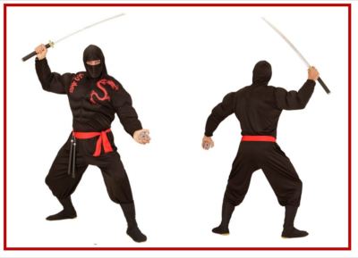 Ninja Super Muskel Samurai Kämpfer Fighter Kostüm Fasching Karneval Herren