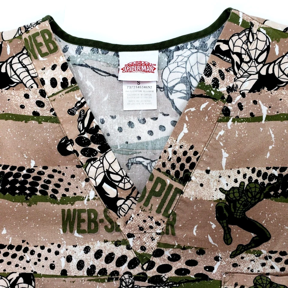 Marvel The Ultimate Spiderman Scrub Top Size S Medical Scrub Vet Tech - Image 3 of 4