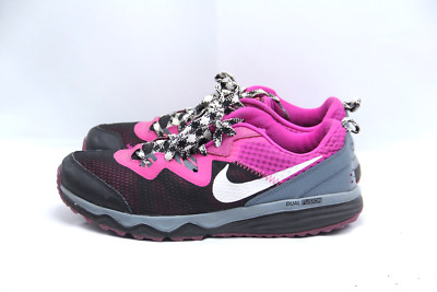 Nike Dual Fusion Trail Shoes Women Size 9.5 Black Purple Running 652869-011