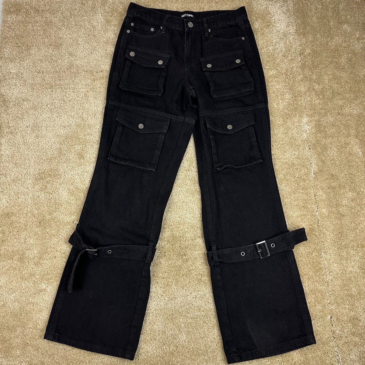 Hot topic mens jeans 29x32 cargo Pant front pockets Straps
