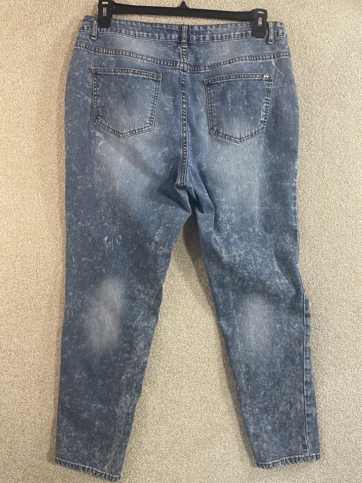 Nicki Minaj 牛仔裤女式 13/14 锥酸洗蓝色中腰弹力 — 第 2/4 张图片