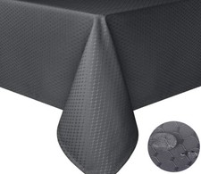 Tektrum 60"X120" Rectangle Waffle Tablecloth-Waterproof/Stain Resistant-Charcoal