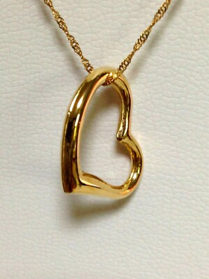 K18 YELLOW GOLD OPEN HEART NECKLACE. | eBay