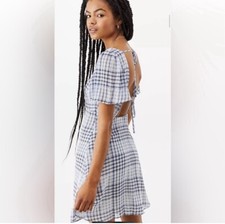 Urban Outfitters Spring Shower Dress Plaid Mini A-Line Sweetheart Chiffon M