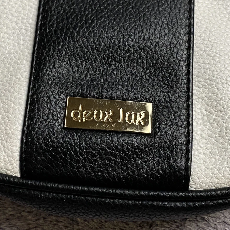 Bolso de Mano Deux Lux de Cuero Vegano-Jules Dorado Turn-Lock Bandolera Blanco y Negro Foto 3 de 4