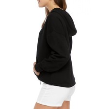 new Women's SMALL Tommy Hilfiger BLACK Sport Preppy Hoodie Embroidered Flag Logo