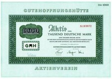 Gutehoffungshütte Aktienverein Stämme 1970 1000 DM