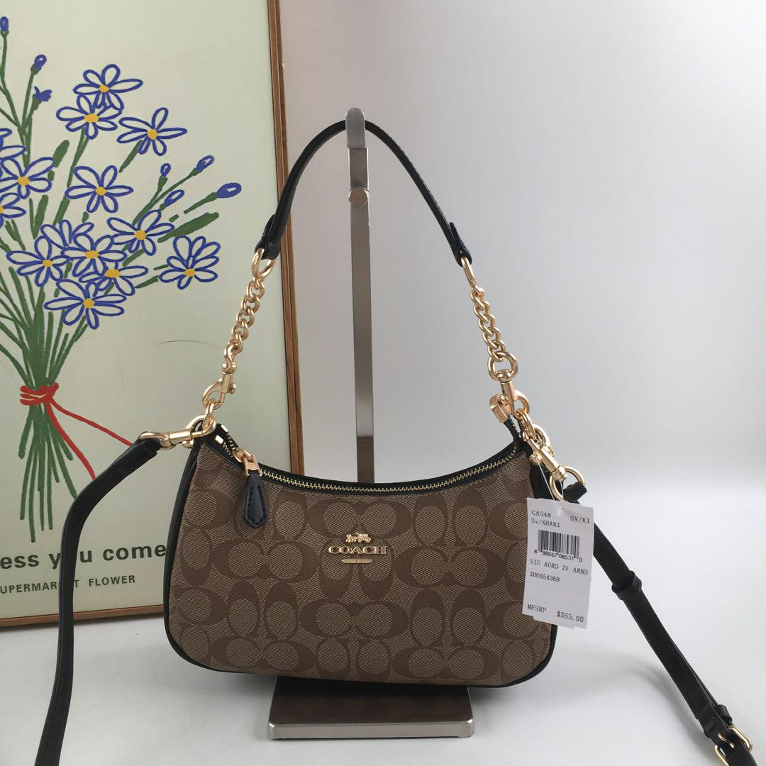 COACH Teri 2Way Shoulder Bag Black CA548 Signature Canvas, New