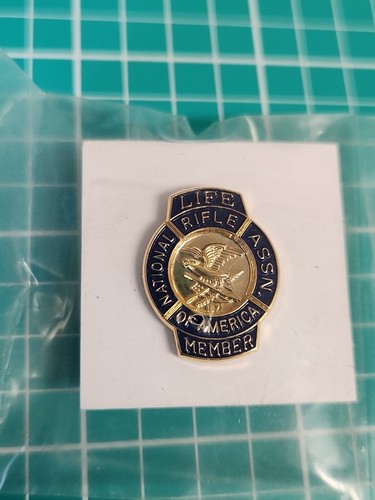 Spilla da bavero vintage NOS NRA Life Member tono oro - Foto 4 di 16