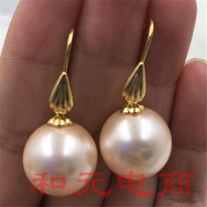 Dangler Green rust 11-13MM HUGE pearl earrings 18K gold plating HUGE handwork Dangler Green rust 11-13MM HUGE pearl earrings 18K gold plating HUGE handwork