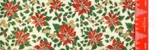 Long Tapestry Table Runner 13"x72" CHRISTMAS SPARKLING POINSETTIA FLOWERS, HC