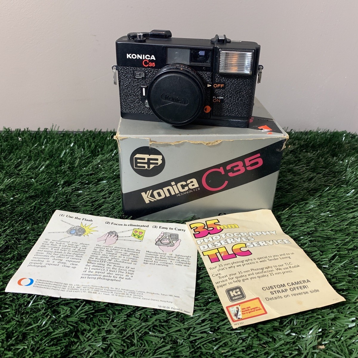 【完動品 美品】KONICA C35 EF ピッカリコニカ ケース付き 中古】【保証付 】 コニカ KONICA C35 EF S/N 1087780（ケース