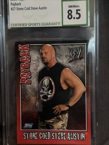 2007 Topps WWE Payback Stone Cold Steve AustIn CSG 8.5 NM+ Low POP WWF WCW AEW - Picture 4 of 6