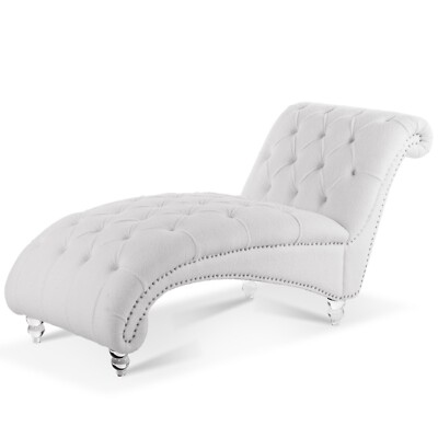 Classic Faux Leather Button Tufted Chaise Lounge Armless Recliner Sofa Chair