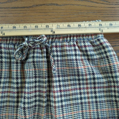 EVERY wide leg high waist plaid elastic waist Women's Brown Gray orange Pants M - Picture 11 of 17