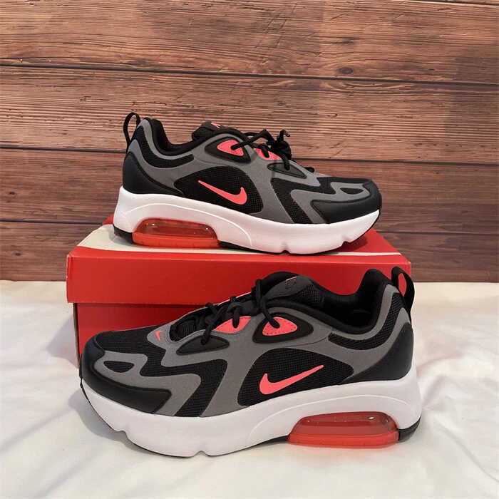 Nike Air Max 200 Black Hot Punch GS Running Sneakers CT6388 001