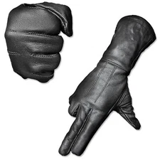 Motorcycle Black Gauntlet Gloves Unlined Cold/Wind Resistant - Medieval Renai...
