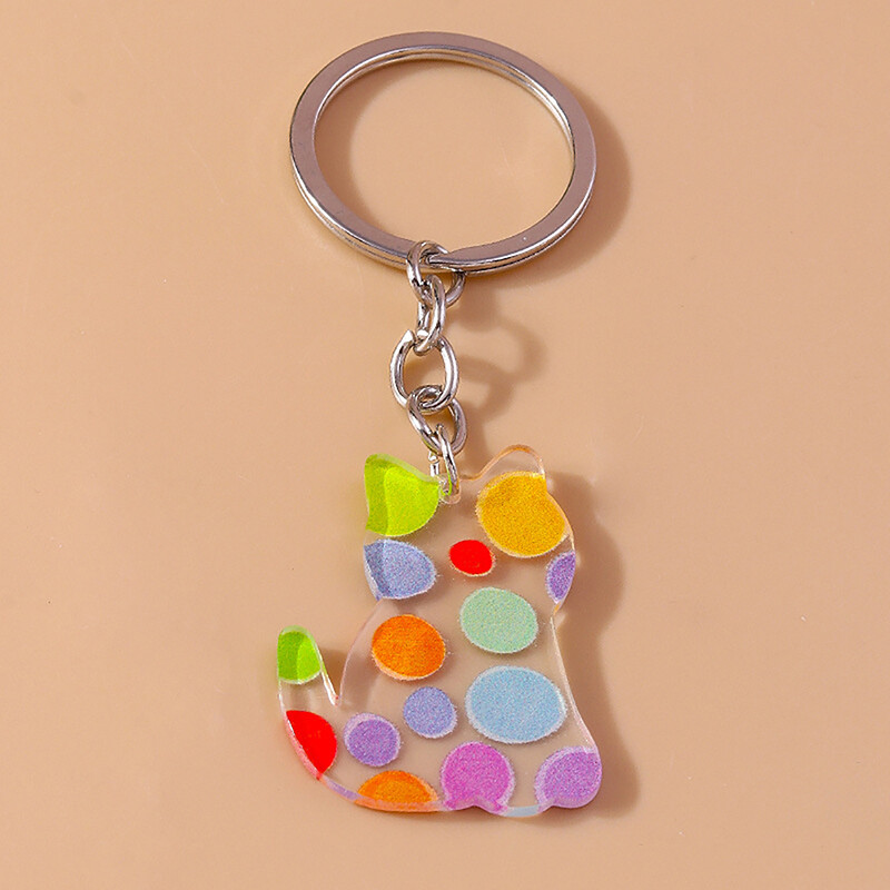Creative Cat Keychain Animal Keyring Pendants Flower Rainbow Key Holder