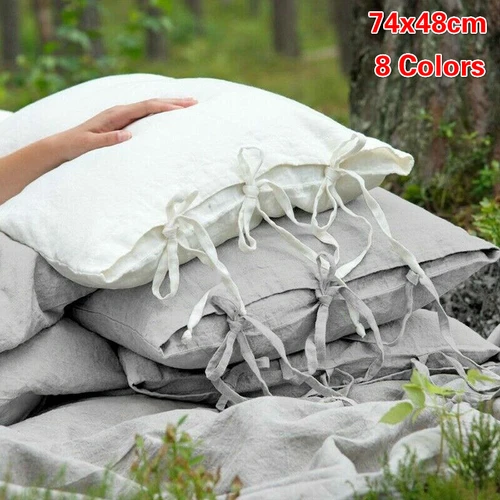 Natural Cotton Linen Pillowcase Slip Flax Lace Pillow Cover French Country