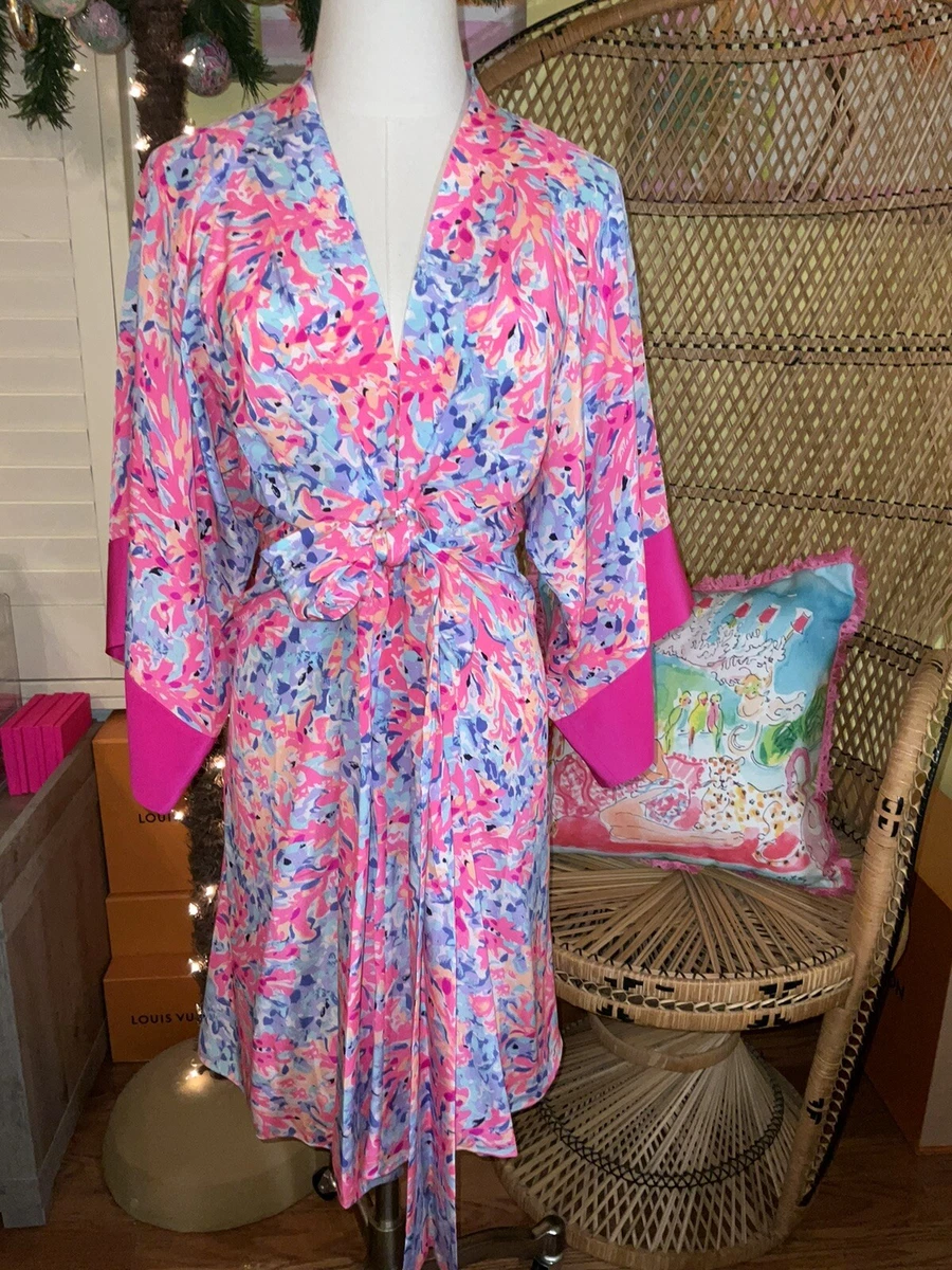 Lilly Pulitzer NWT Kimora Silk Kimono Dress 🦄 Coco Coral Crab $278 🦄 Size  S