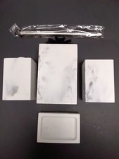 Bathroom Set White Gray Soap dish Toilet Brush Holder Toothbrush Dispenser