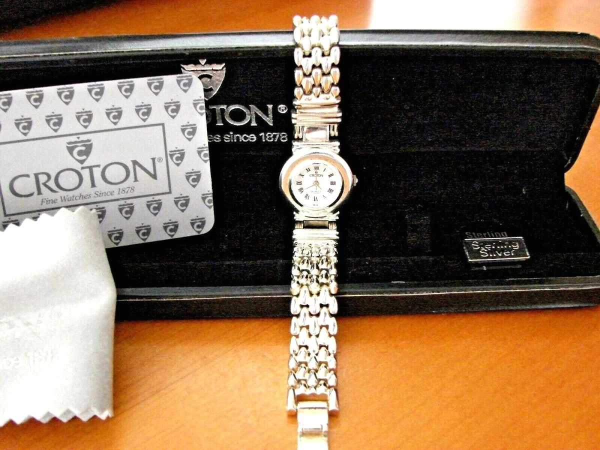 VINTAGE CROTON STERLING SILVER WOMEN S WATCH GREAT CONDITION WITH BOX CARD