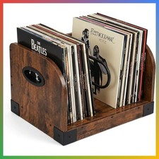 Vinyl Record Storage Holder Rustic Brown 65 LPs Album Organizer Shelf