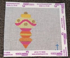 Signed Needlepoint Canvas Christmas Decoration or Top 5"x5.5"