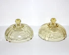 2-Vint Federal Glass Depression Glass MADRID Amber Butter Dish Lid-Cover Origina