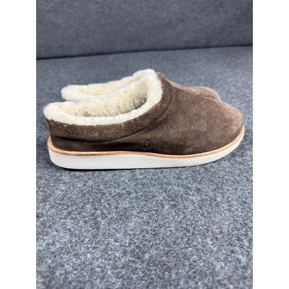 Женские замшевые тапочки OluKai Mahana с овечьей подкладкой размер 5 коричневые уютные - Изображение 3 из 4